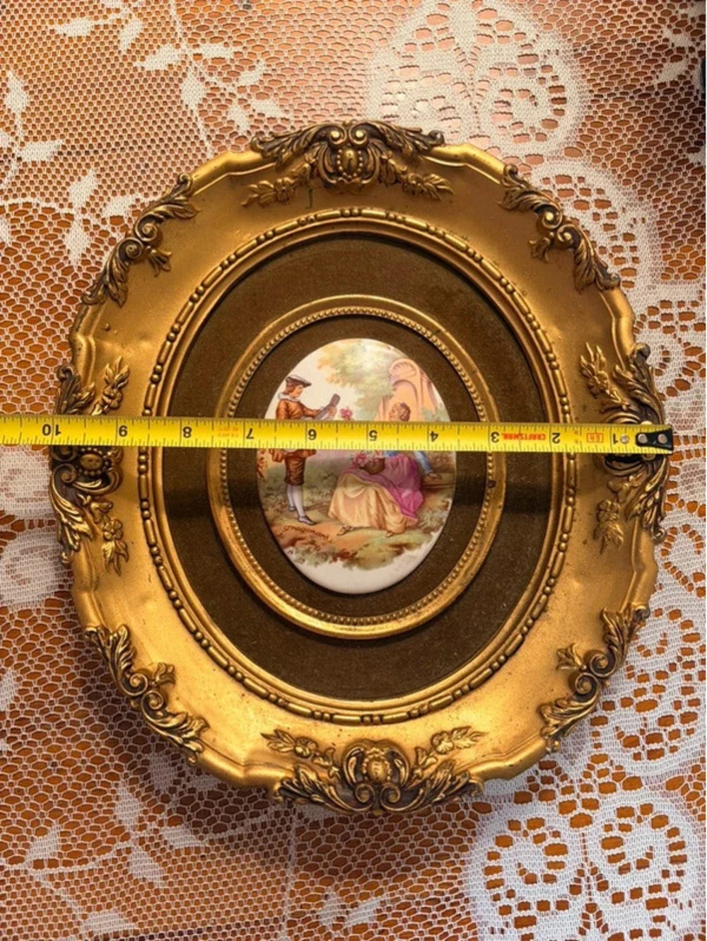 Vintage B&S Creations Fragonard Gold Ornate Convex Wall Plaque